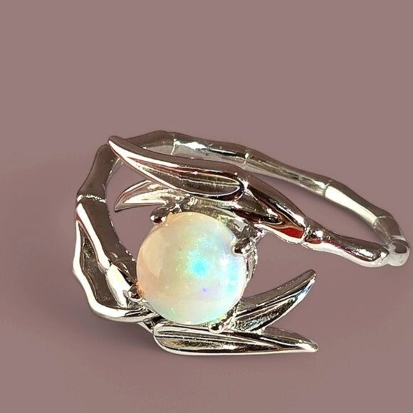 925 Sterling Silver Ring with Natural Multicolor Opal Gemstone - Picture 13 of 13